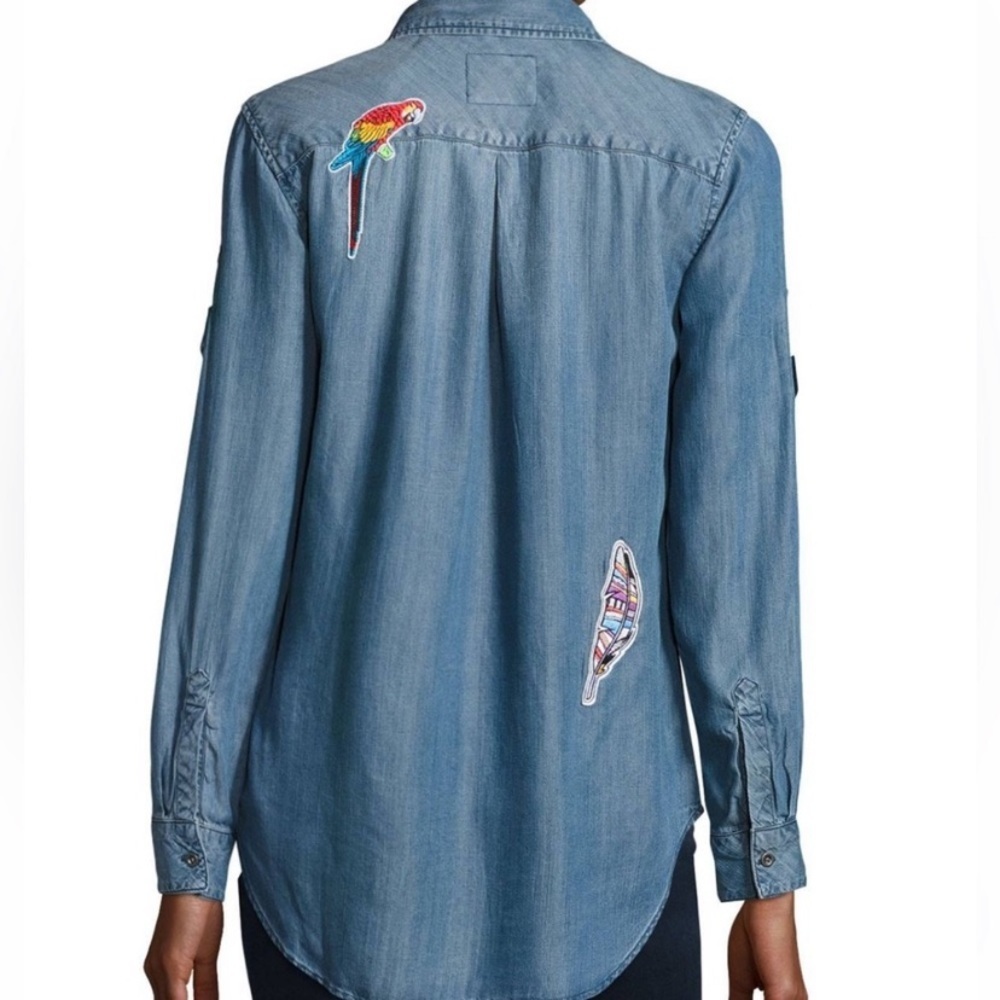 Rails Chambray Patchwork Button Down Shirt - image 2